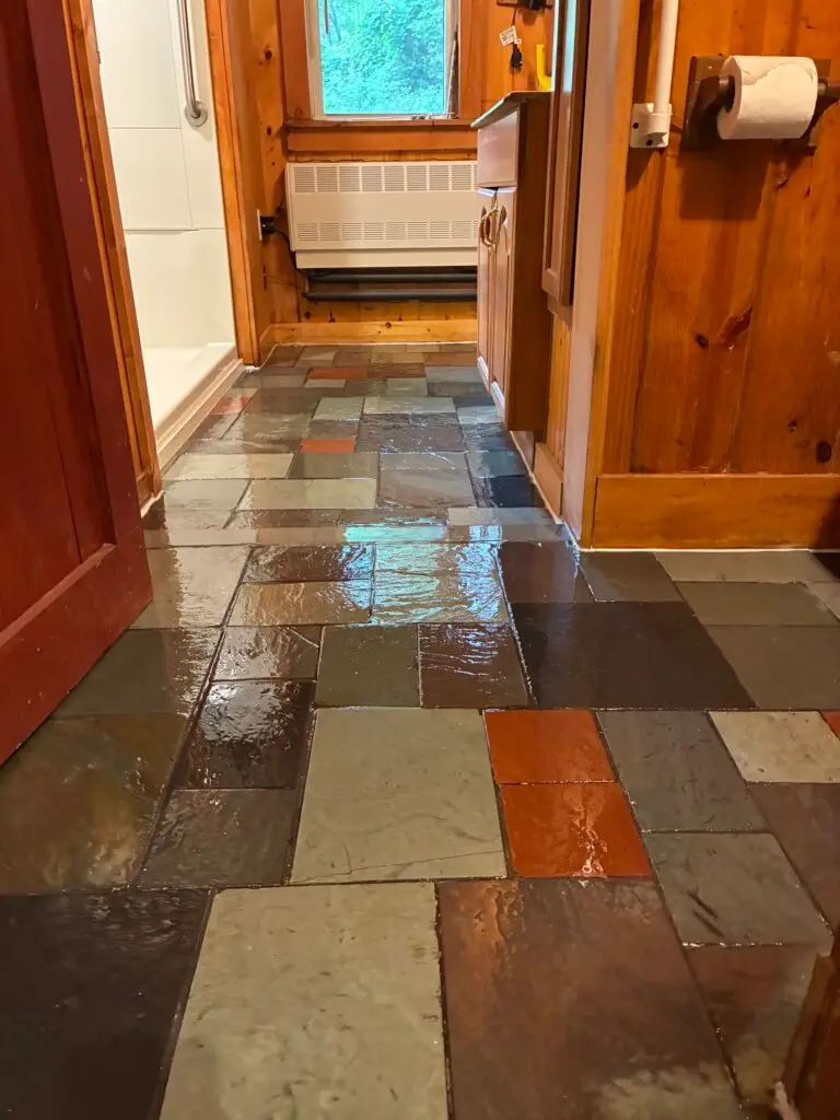 Slate Floor Refinishing and Toilet Replacement in Varysburg — slate floor refinishing